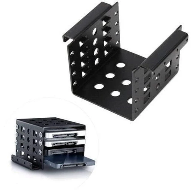 Alt view image 5 of 5 - 4 Bay 2.5 to 3.5" HDD Rack Converter SSD Adapter Mounting Bracket Hard Drive Disk Holder Rack