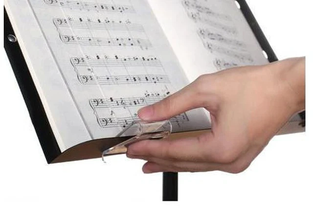 Alt view image 4 of 5 - 2Pcs Clear Music Clips Sheet Music Holders Wind Clips for Music Stand Music Page Holder Music Book Clips Easy to Read