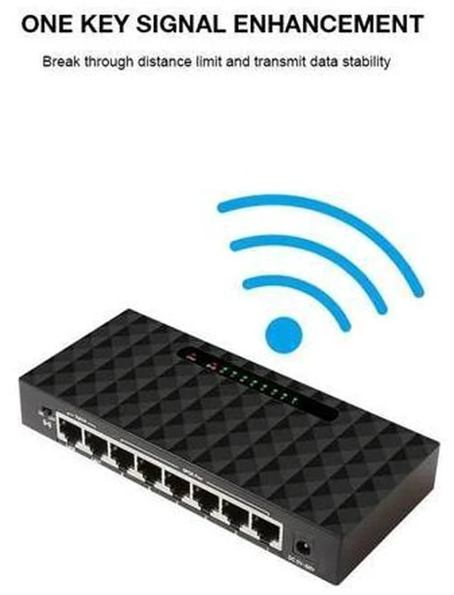 Alt view image 6 of 6 - 8 Port SPOE Network Desktop Switch 5-60V Power Supply 8 Ports SPOE Network Switch 10/100Mbps With 6 Surveillance Cameras