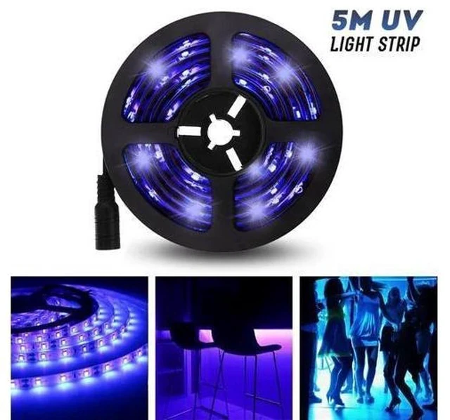 Alt view image 6 of 7 - 5M UV Light Strip Flexible LED Strip Light UV Purple Light Strip LED 3528smd Waterproof IP65/Not-waterproof DC12V With DC head