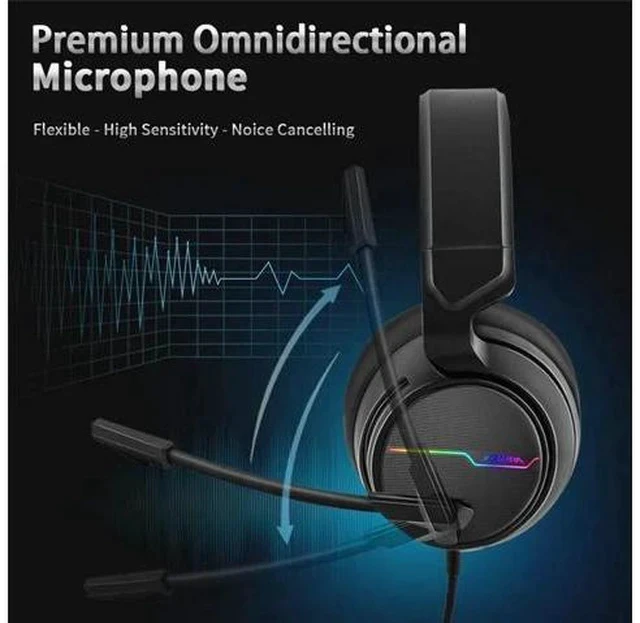 Alt view image 2 of 7 - Xiberia V20 Gaming Headphones USB 7.1 Headset for PC Game Computer Bass Stereo Earphones with Microphone LED Light
