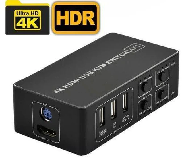 Alt view image 6 of 7 - 4 port KVM Switch 4K USB KVM Switcher 4 in 1 out 4KX2K/60HZ win10/8/mac os. PC laptop