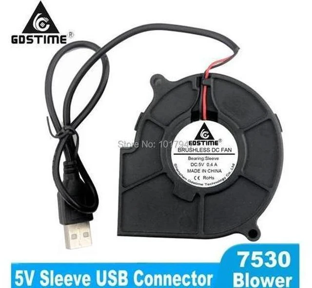 Main image of 1Pieces 75mm 5V USB 75x30mm 7530s Heatsink Radiator Brushless DC Cooler Cooling Exhaust Blower Fan