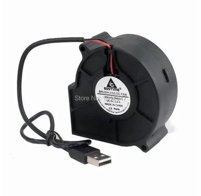 Alt view image 5 of 5 - 1Pieces 75mm 5V USB 75x30mm 7530s Heatsink Radiator Brushless DC Cooler Cooling Exhaust Blower Fan