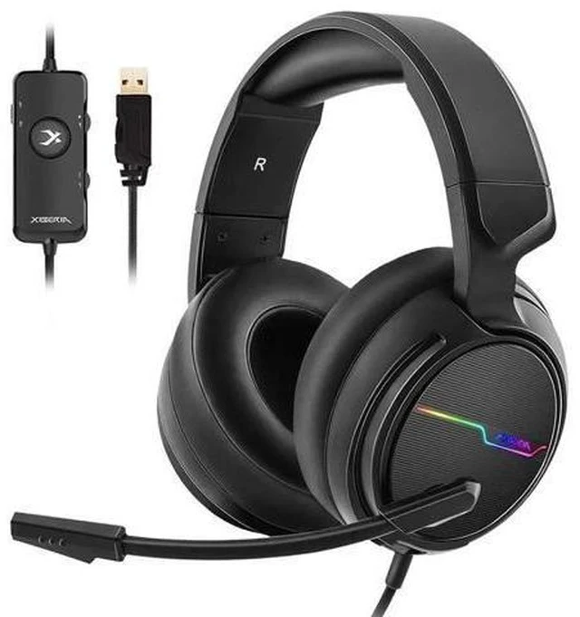Alt view image 6 of 7 - Xiberia V20 Gaming Headphones USB 7.1 Headset for PC Game Computer Bass Stereo Earphones with Microphone LED Light