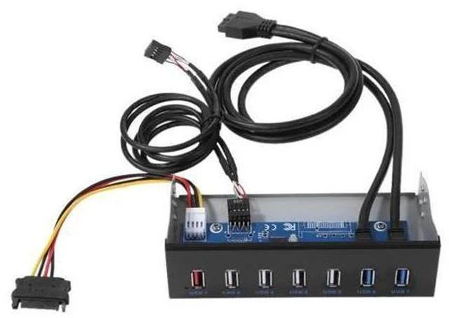 Main image of 7 Ports USB3.0 HUB 5Gbps CD-ROM Drive Bay Front Panel HUB 4 USB 2.0 + 2 USB3.0 19pin HUB Charging Expansion Bracket