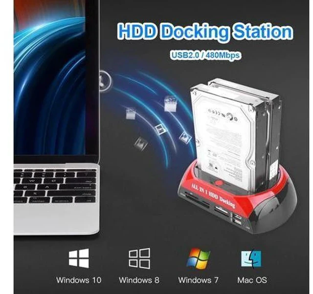 Alt view image 2 of 5 - to 2.5 3.5 Inch Hard Drive Docking Station SATA IDE Dual Slots External SSD HDD Enclosure Compatible with Windows