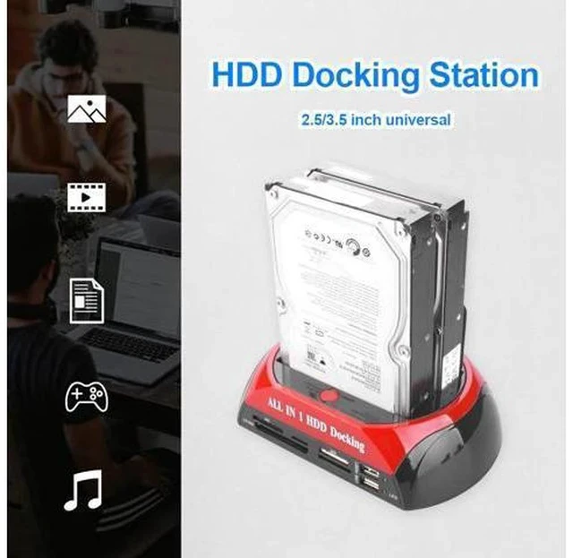Alt view image 3 of 5 - to 2.5 3.5 Inch Hard Drive Docking Station SATA IDE Dual Slots External SSD HDD Enclosure Compatible with Windows