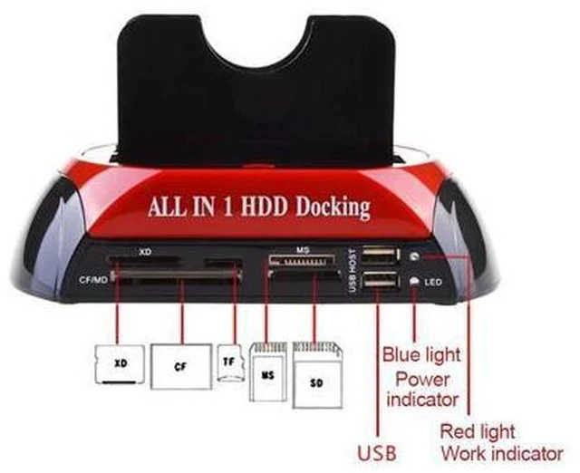 Alt view image 4 of 5 - to 2.5 3.5 Inch Hard Drive Docking Station SATA IDE Dual Slots External SSD HDD Enclosure Compatible with Windows
