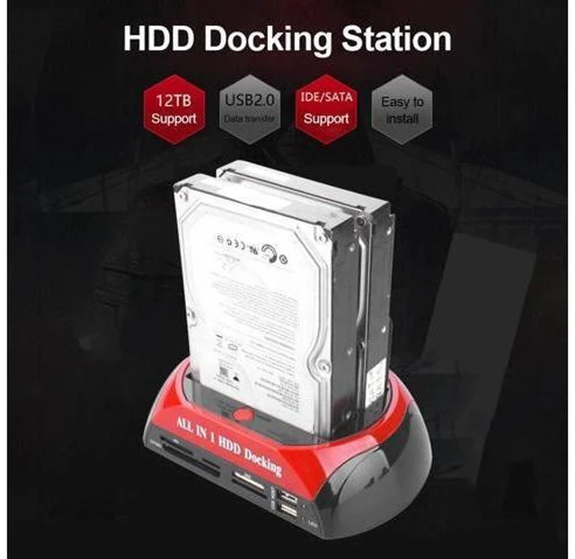Alt view image 5 of 5 - to 2.5 3.5 Inch Hard Drive Docking Station SATA IDE Dual Slots External SSD HDD Enclosure Compatible with Windows