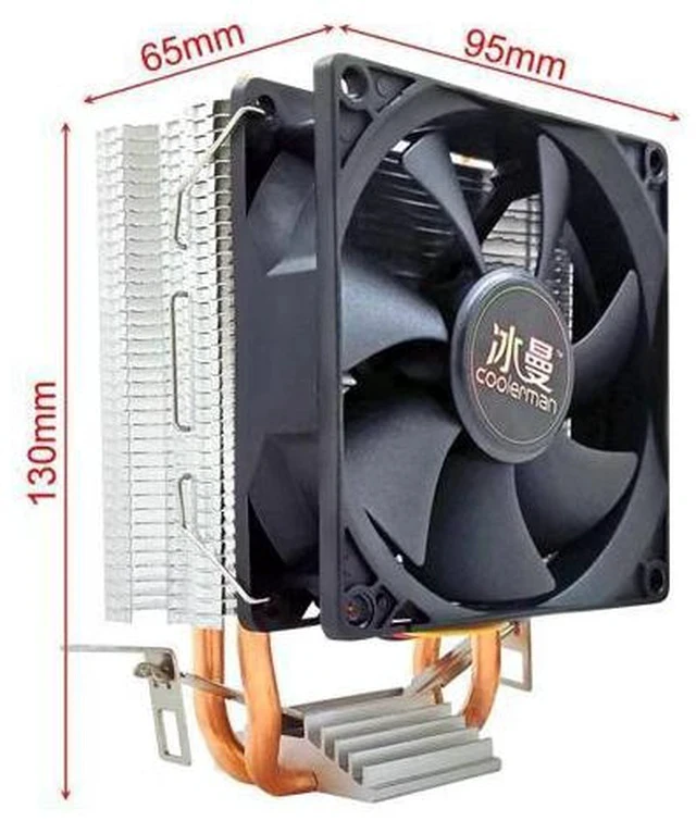 Alt view image 5 of 7 - CPU Cooler 2 Heat Pipes 4 Pin PWM 90mm Intel LGA 775 1150 1151 1155 1366 CPU Cooling Fan AM2 AM3 AMD Quiet PC Heat Sink