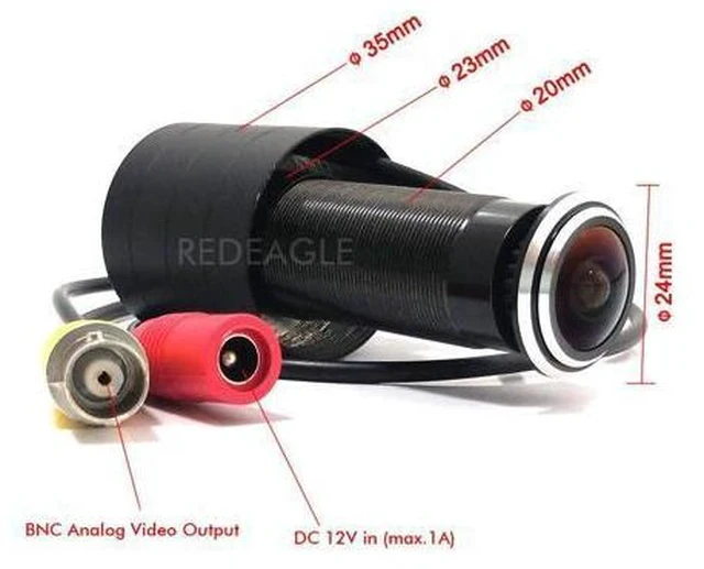 Alt view image 3 of 5 - Wired Door Hole Peephole Security Camera CVBS Analog Video Surveillance Camera Wide Angle Fish Eye Lens
