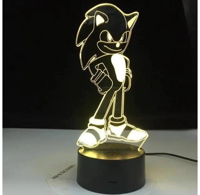 Alt view image 7 of 7 - the Hedgehog Night Light ABS Base With Acrylic Light Borad 3D LED illusion Kids Bedroom Cartoon Desk Lamp Holiday Gifts