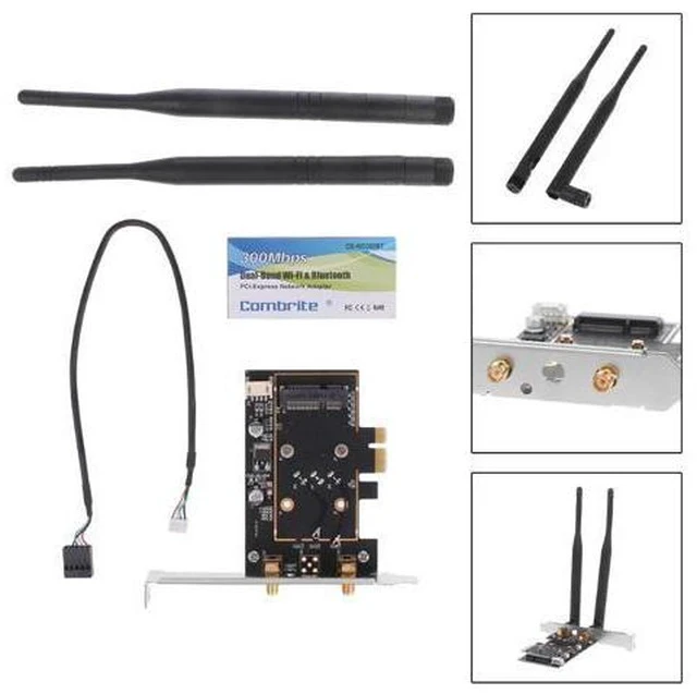 Main image of BCM4352 867Mbps + Bluetooth BT 4.0 802.11AC/BGN Desktop PCI-E Adapter Card with Wifi Antennas
