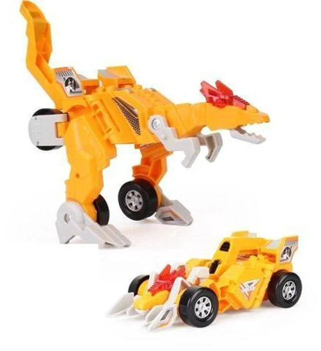 Alt view image 6 of 6 - Electric Transformed Dinosaur Chariot Car Diecast Model Toy with LED Lights for Kids Gift