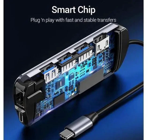 Alt view image 2 of 5 - 8-In-1 USB Type-C 3.1 Hub USB 3.0 Output Adapter Splitter Fast Speed Transfer TF SD Card Reader 6/8 Ports Charger Hub 6 in 1