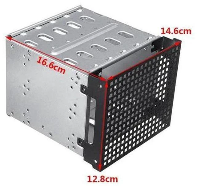Alt view image 4 of 5 - 5.25" to 5x 3.5" SAS SATA HDD Hard Drive Cage Rack for Computer with Fan Space PC Supplies Stainless Steel Tray Caddy Adapter