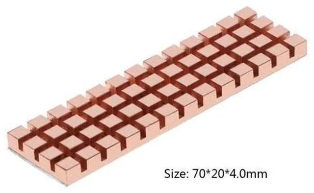 Alt view image 4 of 5 - Copper Heatsink Cooler Heat Sink Thermal Conductive Adhesive for M.2 NGFF 2280 PCI-E NVME SSD 70x20MM Thickness 1.5/2/3/4MM