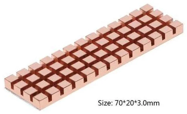 Alt view image 5 of 5 - Copper Heatsink Cooler Heat Sink Thermal Conductive Adhesive for M.2 NGFF 2280 PCI-E NVME SSD 70x20MM Thickness 1.5/2/3/4MM