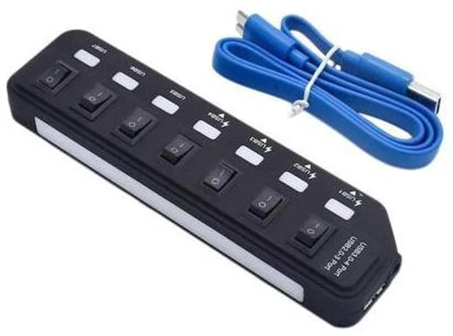 Alt view image 2 of 3 - sale 7 Port Super Speed 5Gbps USB 3.0+USB 2.0 HUB With Power Adapter For PC Laptop