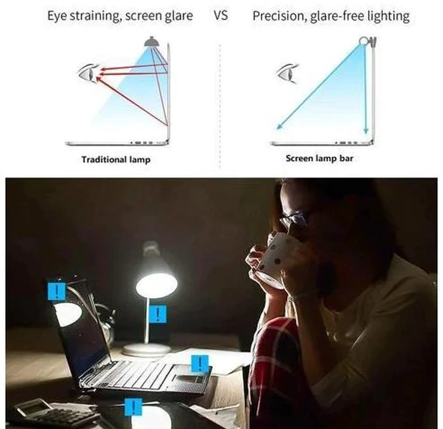 Alt view image 2 of 5 - 26cm LCD Monitor Light Display Hanging Lamp Laptop Intelligent Office Desk Lamp Reading Light