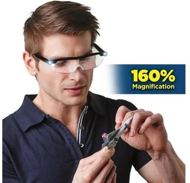 Alt view image 3 of 5 - 1.6x Magnification Mighty Sight LED Light Glasses Reading Glasses Magnifying Glass LED Glasses Night Vision Glasses