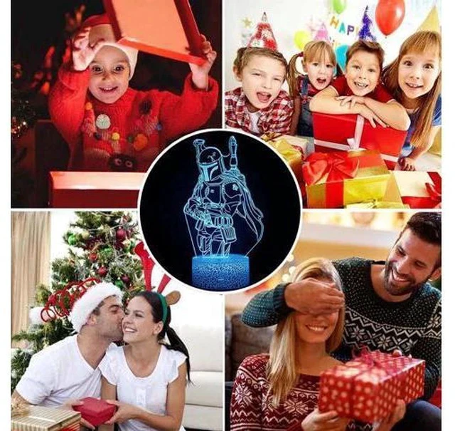 Alt view image 3 of 5 - 3D illusion LED Night Lights Star Series The Mandalorian Desk Lamp Boba Fett Wars Model Lampen For kids Birthday Xmas Gifts