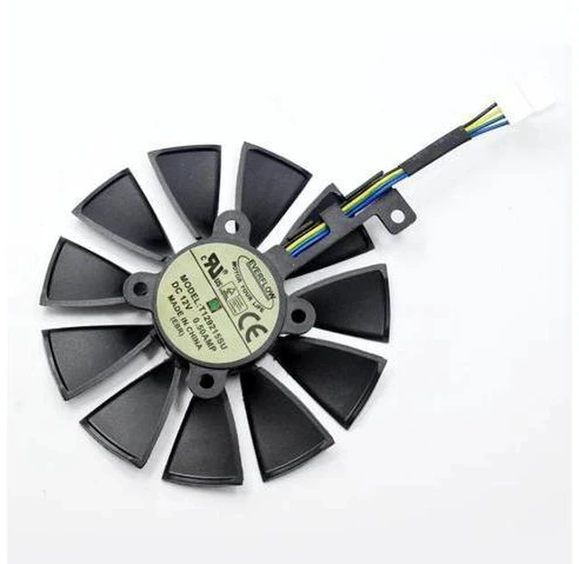 Alt view image 3 of 5 - For Strix GTX 1060 OC 1070 1080 GTX 1080Ti RX 480 T129215SU 87MM Graphics Card Cooler Fan