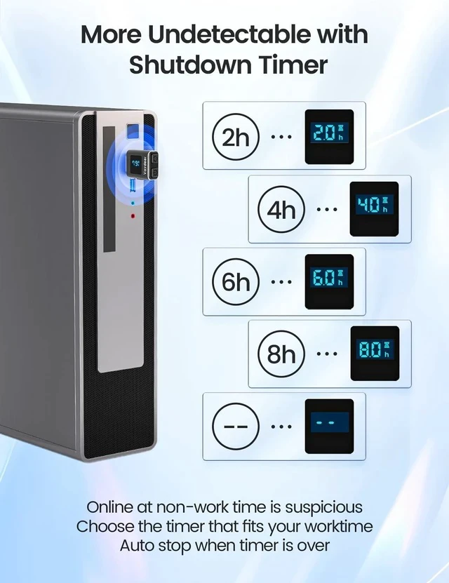 Alt view image 4 of 7 - VAYDEER Metal Mini Mouse Jiggler, T5s Mouse Mover with Timer, LED Countdown, Undetectable, 3-Button Control, for Office, Remote Work, Online Meetings,Shaker Wiggler to Boost Your Productivity (Golden)