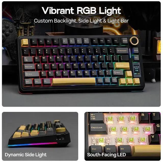 Alt view image 4 of 7 - X Aula EA75 MAX Wireless Gaming Keyboard with Screen & Knob+Click Gaming Mouse Wireless 2.4Ghz/Bluetooth/Type-C