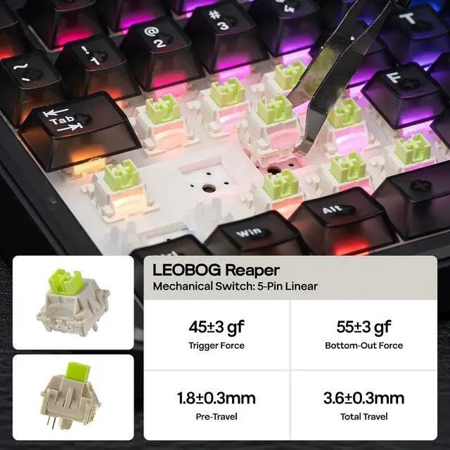 Alt view image 5 of 7 - X Aula F75 MAX Wireless Mechanical Keyboard with TFT Screen and Knob+Mix 1.8m Coiled Keyboard Cable