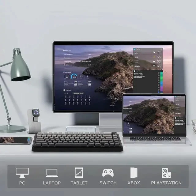 Alt view image 3 of 7 - X Aula F75 MAX Wireless Mechanical Keyboard with TFT Screen and Knob+Frost Jelly Keycaps Set - 126 Keys Forged Carbon Fiber Keycaps