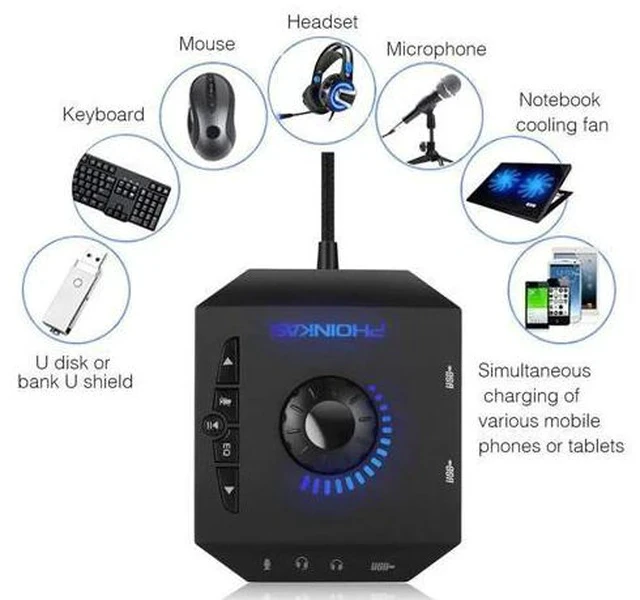 Alt view image 4 of 5 - Computer USB Sound Card 7.1 Channel Audio Adapter Converter Audio Interface for PC Laptop External Sound Card