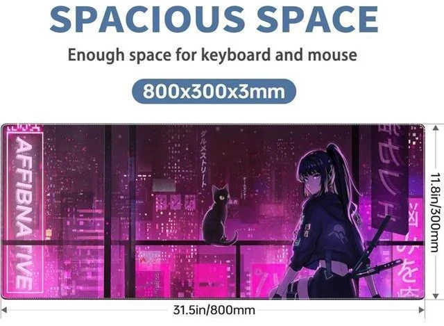 Alt view image 2 of 7 - Japanese Samurai Anime Mouse Pad Large Desk Mat Extended Keyboard Mouse Pad Gaming Mousepad with Non-Slip Base and Stitched Edge Anime Mouse Mat Desk Pad 31.5 X 11.8 In Mouse Pads for Desk Home Office