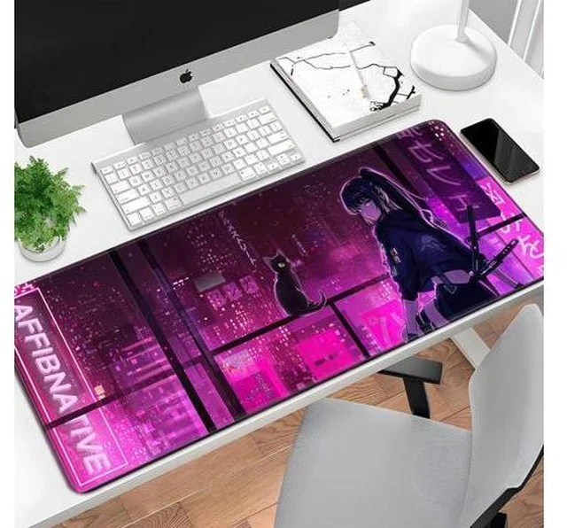 Alt view image 7 of 7 - Japanese Samurai Anime Mouse Pad Large Desk Mat Extended Keyboard Mouse Pad Gaming Mousepad with Non-Slip Base and Stitched Edge Anime Mouse Mat Desk Pad 31.5 X 11.8 In Mouse Pads for Desk Home Office