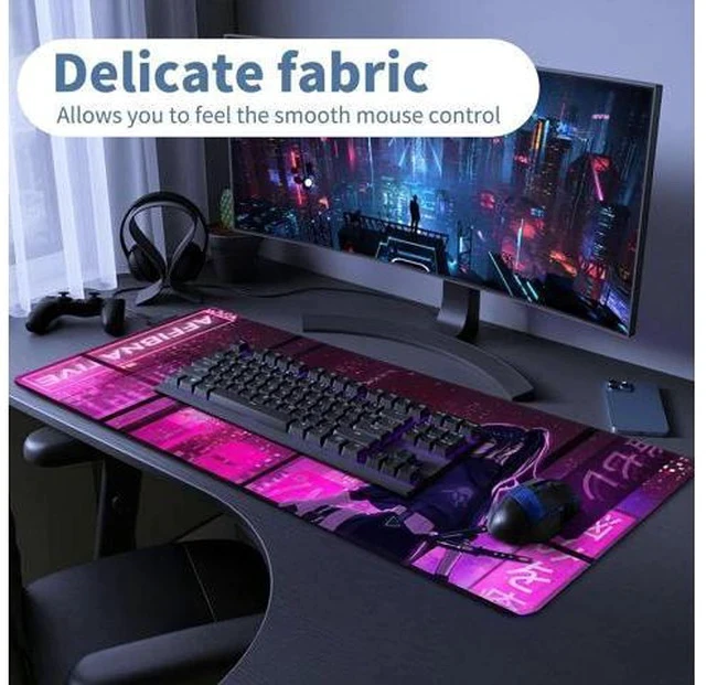 Alt view image 5 of 7 - Japanese Samurai Anime Mouse Pad Large Desk Mat Extended Keyboard Mouse Pad Gaming Mousepad with Non-Slip Base and Stitched Edge Anime Mouse Mat Desk Pad 31.5 X 11.8 In Mouse Pads for Desk Home Office