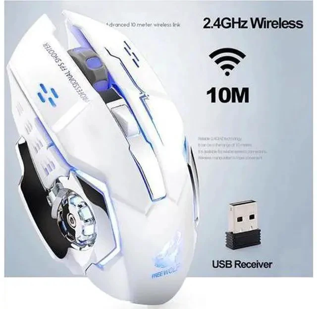 Alt view image 3 of 5 - 2.4G Wireless Silent Gamer Mouse LED Backlit USB Optical Ergonomic Rechargeable Gaming Mouse for PC Notebook Gamer Mouse
