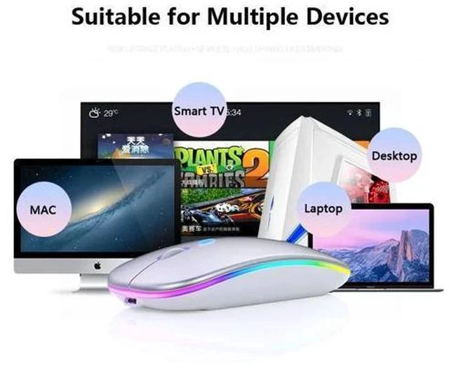 Alt view image 4 of 5 - Mouse Rechargeable Silent Mouse 2.4GHz USB Optical Ergonomic Mice LED Backlight Game Gaming Mouse For PC Laptop Gamer
