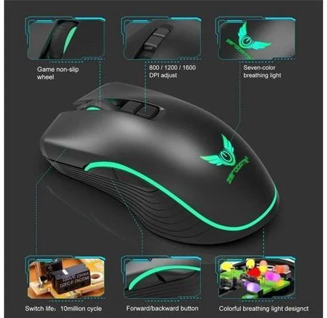 Alt view image 2 of 5 - 2.4Ghz Wireless Mouse Type-C Fast Charging Gaming Mouse 2400 DPI 3 Level Adjustable Color Glowing Gamer Mouse for Desktop Laptop