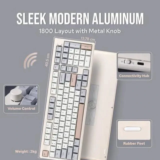 Alt view image 3 of 7 - Galaxy100 QMK/VIA Wireless Gaming Keyboard+Click Gaming Mouse Wireless 2.4Ghz/Bluetooth/Type-C