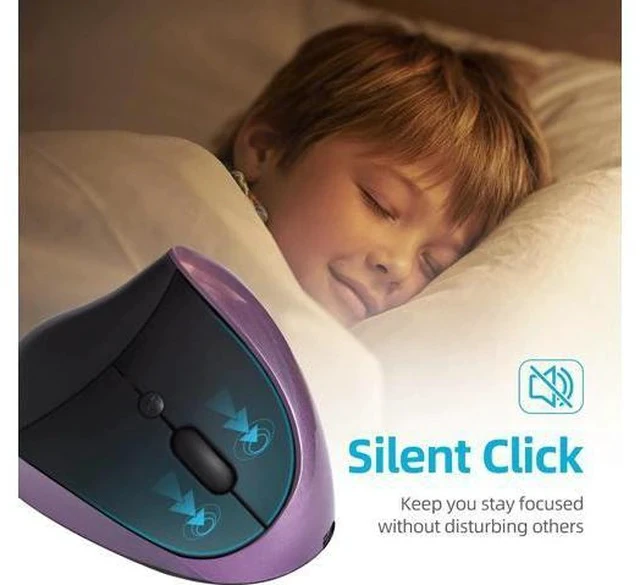 Alt view image 6 of 6 - Ergonomic Mouse Wireless Vertical Mouse Right Handed Small Mouse with 6 Buttons 1000/1200/1600 for Laptop Desktop PC MacBookPurple AA