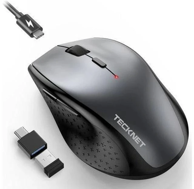 Main image of Wireless Mouse Jiggler USB-C Rechargeable Mouse Silent Mouse Quiet Click Build-in Mouse Mover 6400 DPI Ergonomic Mouse 2.4G Cordless Computer Mice for Mac Laptop Desktop PC