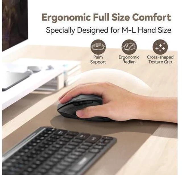 Alt view image 7 of 7 - Wireless Mouse Jiggler USB-C Rechargeable Mouse Silent Mouse Quiet Click Build-in Mouse Mover 6400 DPI Ergonomic Mouse 2.4G Cordless Computer Mice for Mac Laptop Desktop PC