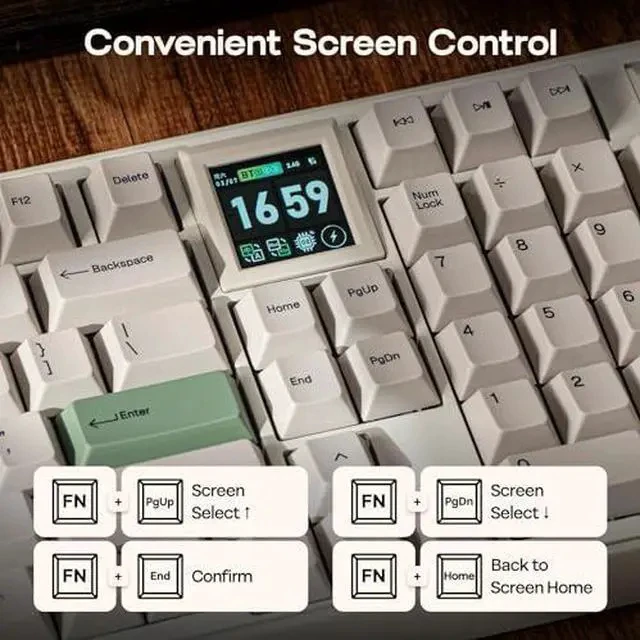 Alt view image 4 of 7 - RT100 PRO Wireless Gaming Keyboard with 1.54" Screen&Knob+Click Gaming Mouse Wireless 2.4Ghz/BT/Type-C