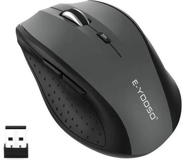 Main image of E-YOOSO Wireless Mouse, Computer Mouse 18 Months Battery Life Cordless Mouse, 5 Level 4800 DPI, 6 Button Ergo Wireless Mice, 2.4G Portable USB Wireless Mouse for Laptop, Mac, Chromebook, PC, Windows