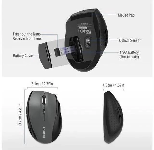 Alt view image 6 of 7 - E-YOOSO Wireless Mouse, Computer Mouse 18 Months Battery Life Cordless Mouse, 5 Level 4800 DPI, 6 Button Ergo Wireless Mice, 2.4G Portable USB Wireless Mouse for Laptop, Mac, Chromebook, PC, Windows
