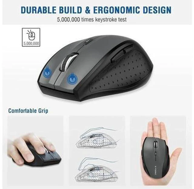 Alt view image 4 of 7 - E-YOOSO Wireless Mouse, Computer Mouse 18 Months Battery Life Cordless Mouse, 5 Level 4800 DPI, 6 Button Ergo Wireless Mice, 2.4G Portable USB Wireless Mouse for Laptop, Mac, Chromebook, PC, Windows