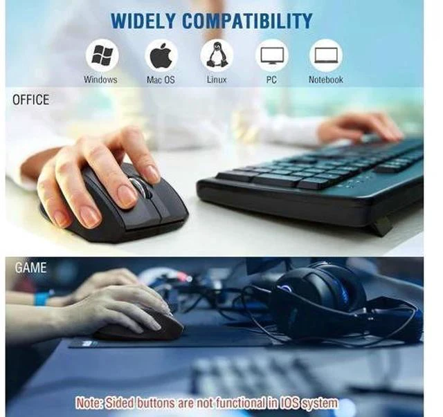 Alt view image 7 of 7 - E-YOOSO Wireless Mouse, Computer Mouse 18 Months Battery Life Cordless Mouse, 5 Level 4800 DPI, 6 Button Ergo Wireless Mice, 2.4G Portable USB Wireless Mouse for Laptop, Mac, Chromebook, PC, Windows
