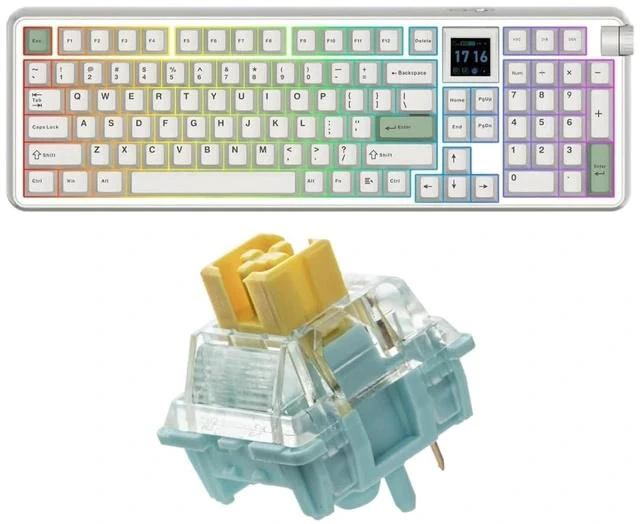 Main image of RT100 PRO Wireless Gaming Keyboard with 1.54" Screen&Knob+Sea Salt V3 Silent Mechanical Keyboard Switches Set