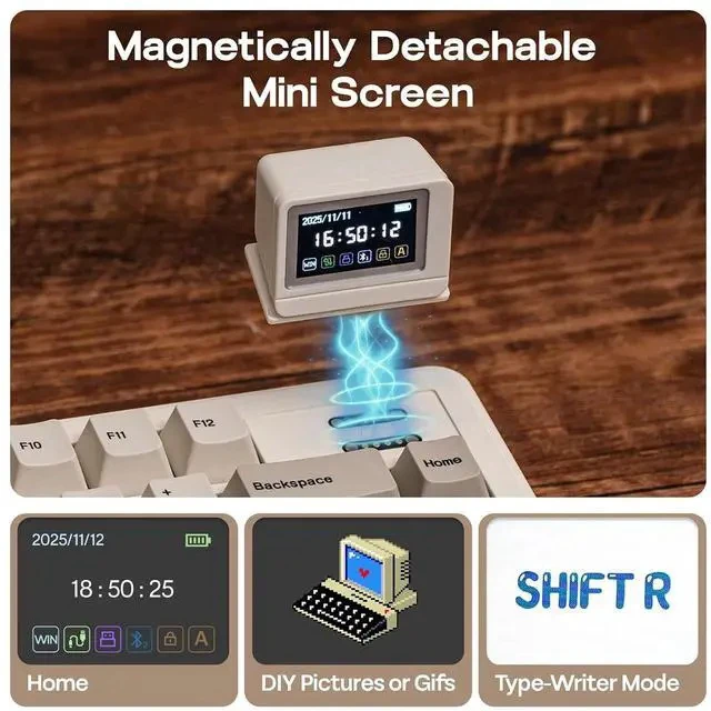 Alt view image 3 of 7 - RT82 Wireless Mechanical Keyboard with Screen+Click Lite Wireless Gaming Mouse